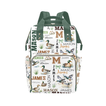 Personalized Diaper Bag Backpack for Women, Custom Name Nursing Mommy Daypack, Diaper Bag for Girls Boys, New Mom Gifts (Mallard