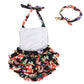 Camellia Floral Ruffles Rompers With Headband Summer Swimwear (Small,Orange)