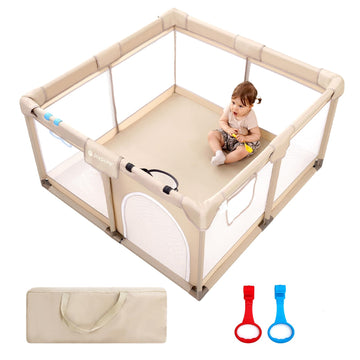 Joypony Baby Playpen, 50x50 in Small Play Pen for Babies and Toddlers, Playpen for Kids with Gate, Indoors Play Yard with Soft B