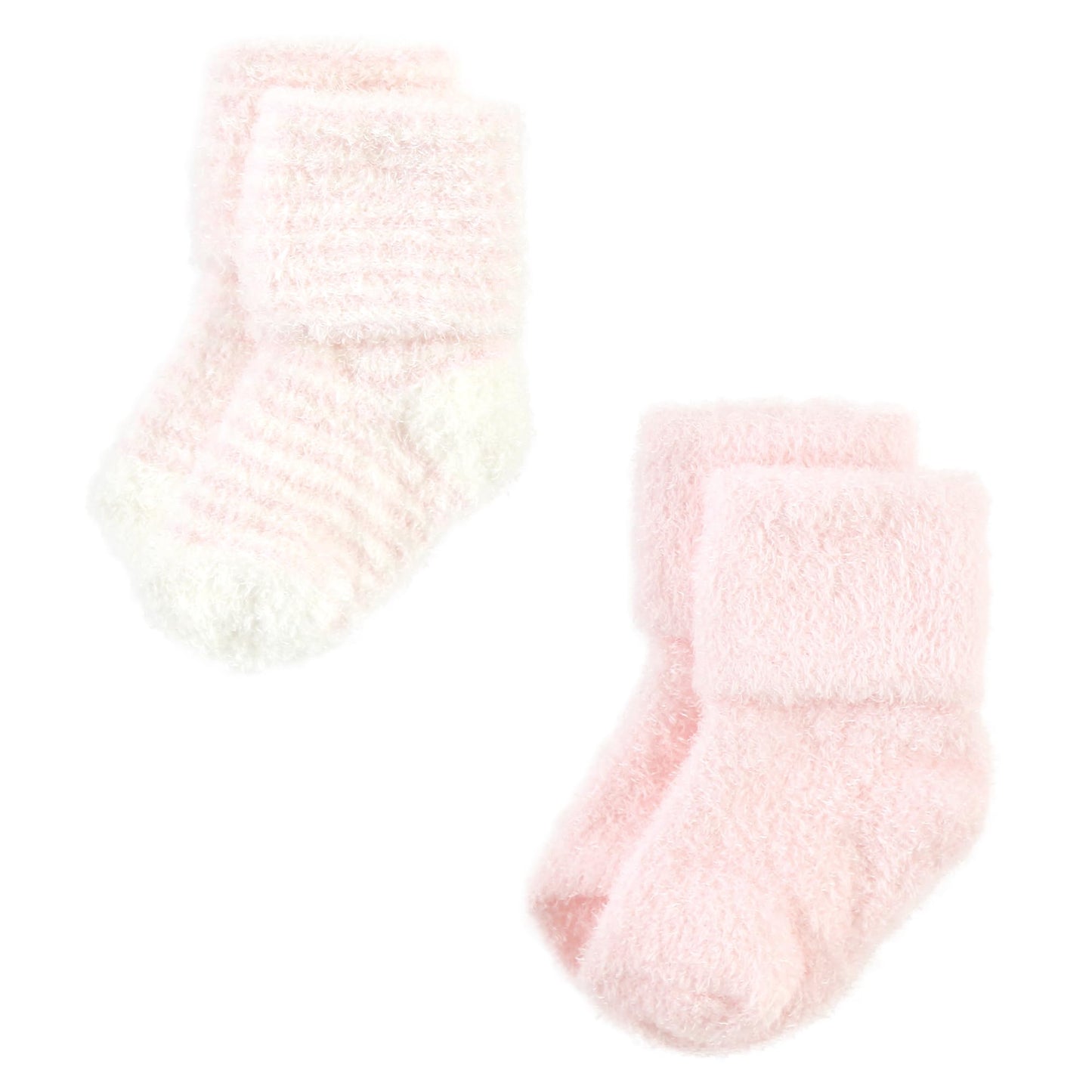 Hudson Baby Unisex Baby Cotton Rich Newborn And Terry Socks, Blush Pink Stripe, 0-6 Months