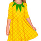 Remimi Girls Pineapple Dresses Halloween Fruit Dress Printed A-Line Party Dress 13-14 Years