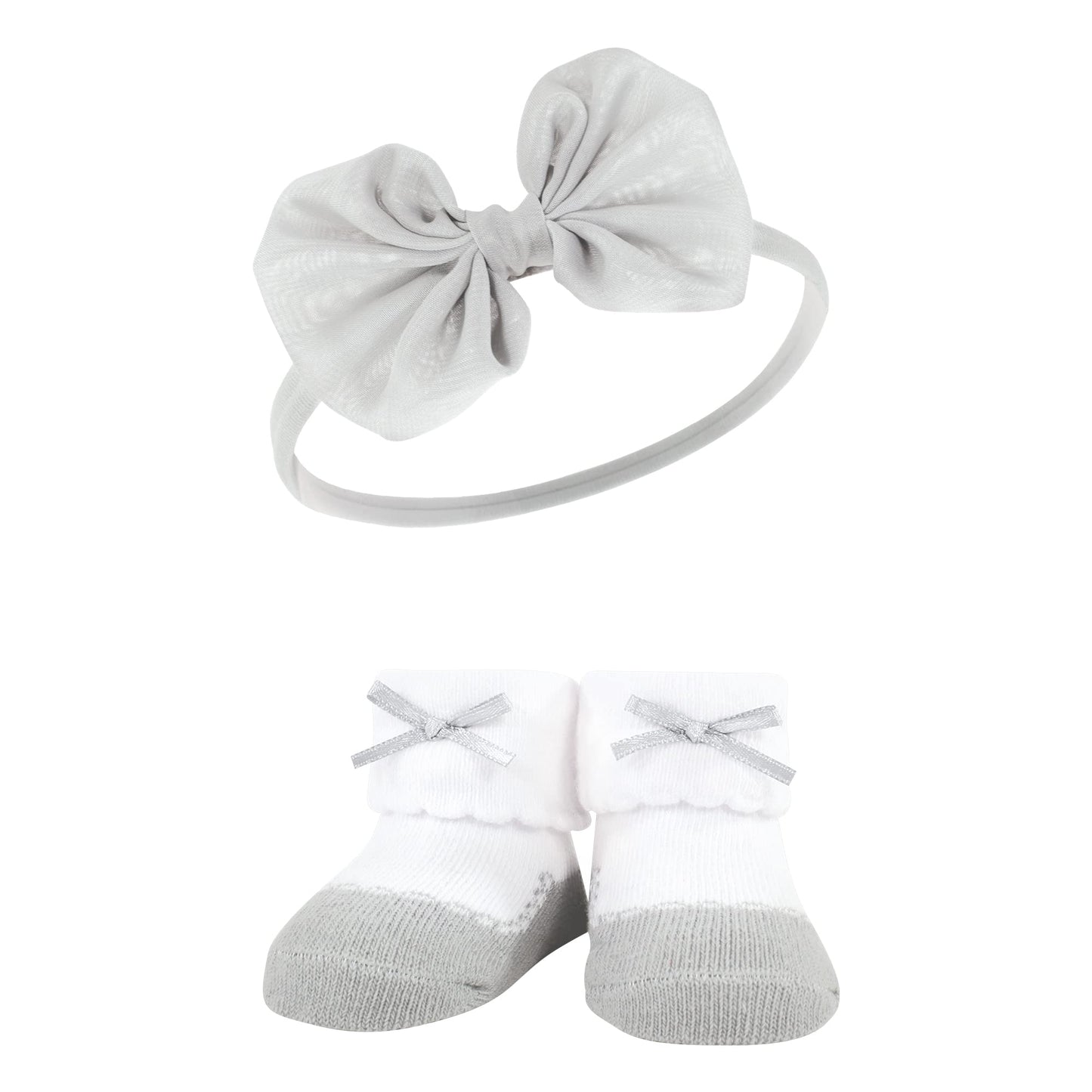 Hudson Baby Baby Girls' Headband And Socks Giftset, Burgundy Leopard, One Size