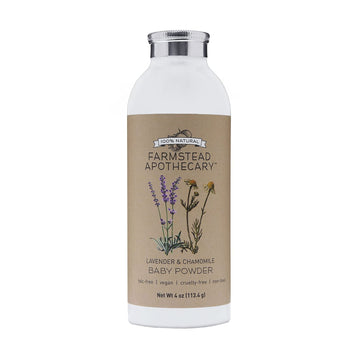 Farmstead Apothecary 100% Natural Baby Powder (Talc-Free) With Organic Tapioca Starch, Organic Chamomile Flowers, Organic Calend