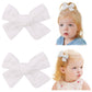 Jollybows 2pcs 3.2 Hair Bows Clips for Baby Girl Toddler Pigtail Neutral Linen Hair Clip Bows -Blue Denim