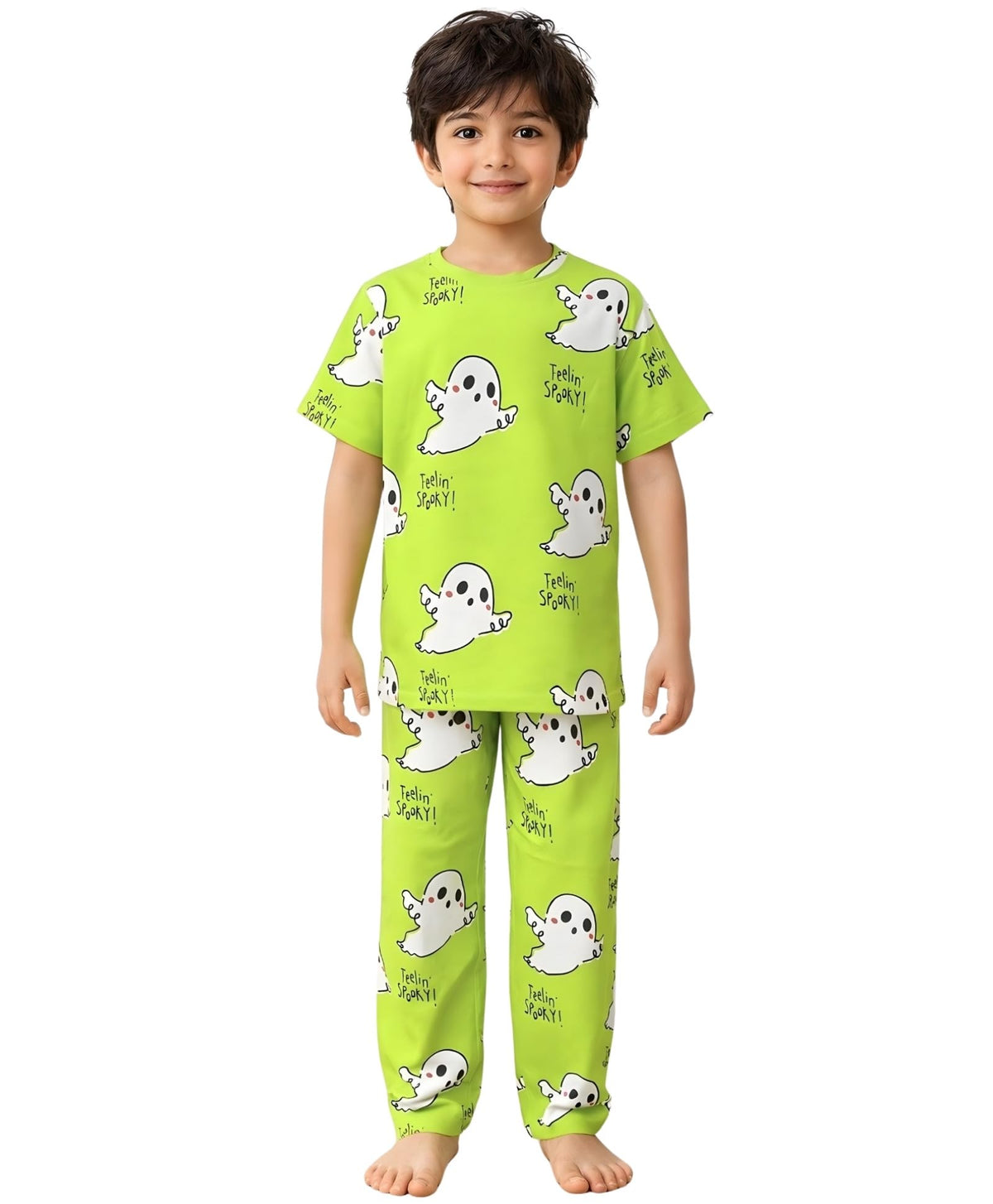 ANTHRILO Spookyi Short Sleeve Pyjama Set for Boys | Soft Cotton Printed Sleepwear | Night Suit & Pyjama Set | Casual Wear | 910