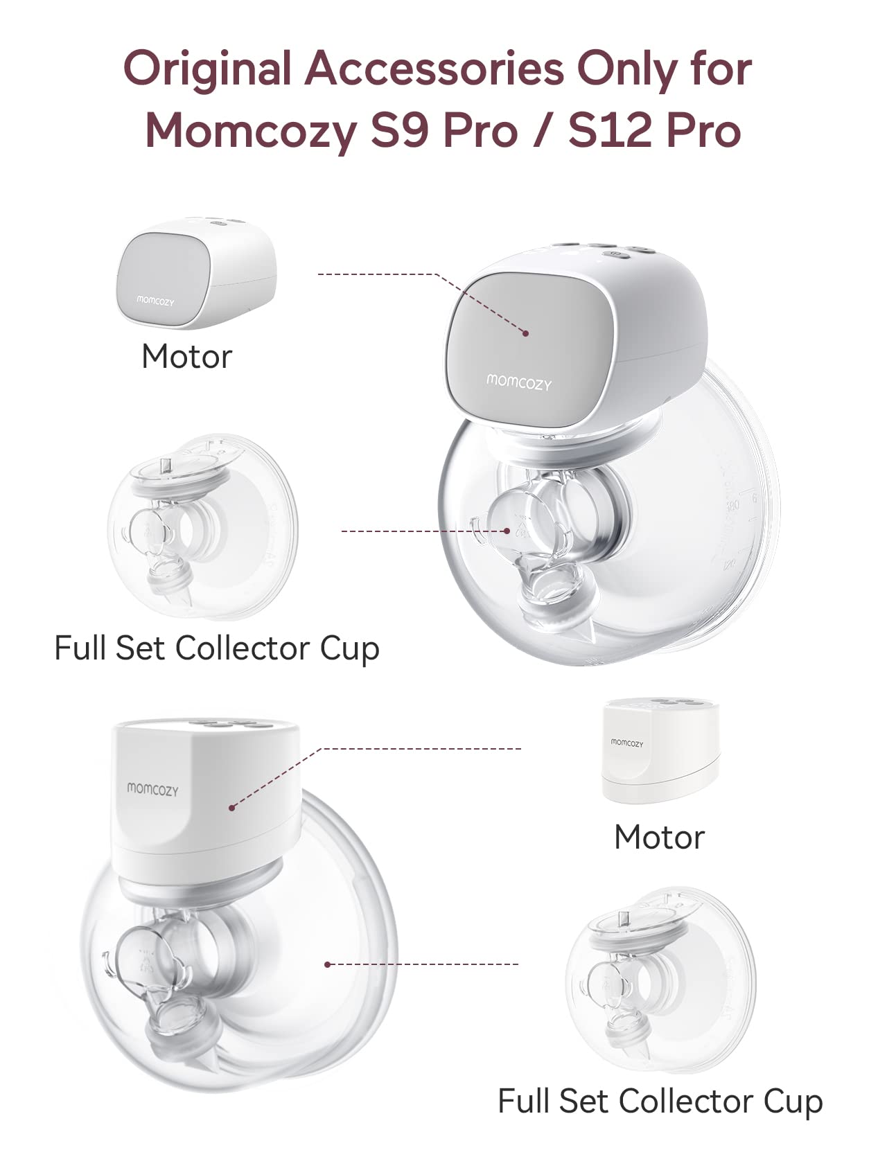 Momcozy Original S9 Pro/S12 Pro Replacement Accessories, Only Compatible With Momcozy S9 Pro/S12 Pro Breast Pump Not For S9/S12