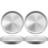 Teamfar Toddler Plates, 8 Inch Stainless Steel Kids Dinner Metal Plates, Round Serving Salad Plates For Camping Outdoor Party, S