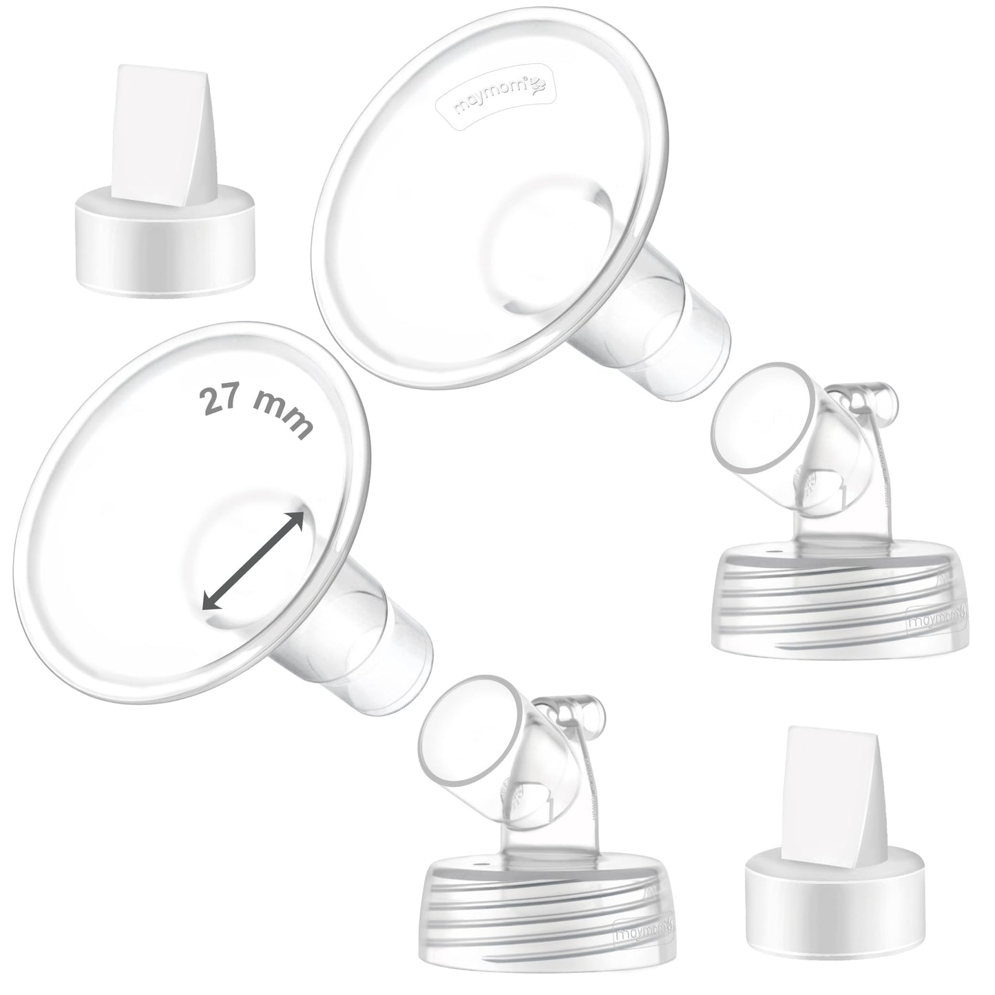 2X 27 Mm Maymom Two-Piece Wide Neck Pump Parts Compatible With Spectra S1,Spectra S2 Pumps And 2 Valves; Incl Wide Mouth Flanges