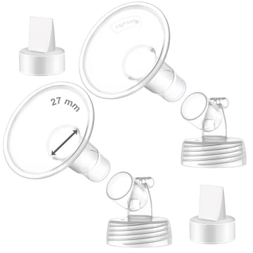 2X 27 Mm Maymom Two-Piece Wide Neck Pump Parts Compatible With Spectra S1,Spectra S2 Pumps And 2 Valves; Incl Wide Mouth Flanges