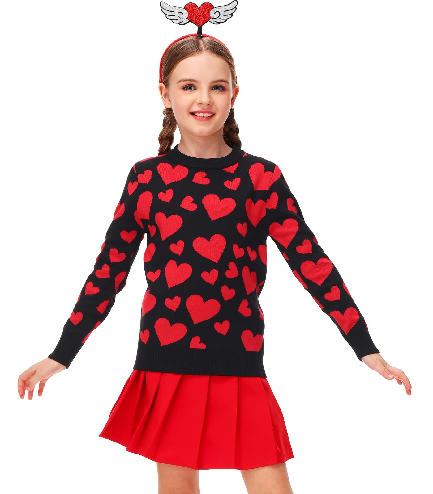 Valentine Day Sweater For Toddler Girl Red Heart Sweatshirts Kid Boys Love Long Sleeve Outfit Black 3-4 Years