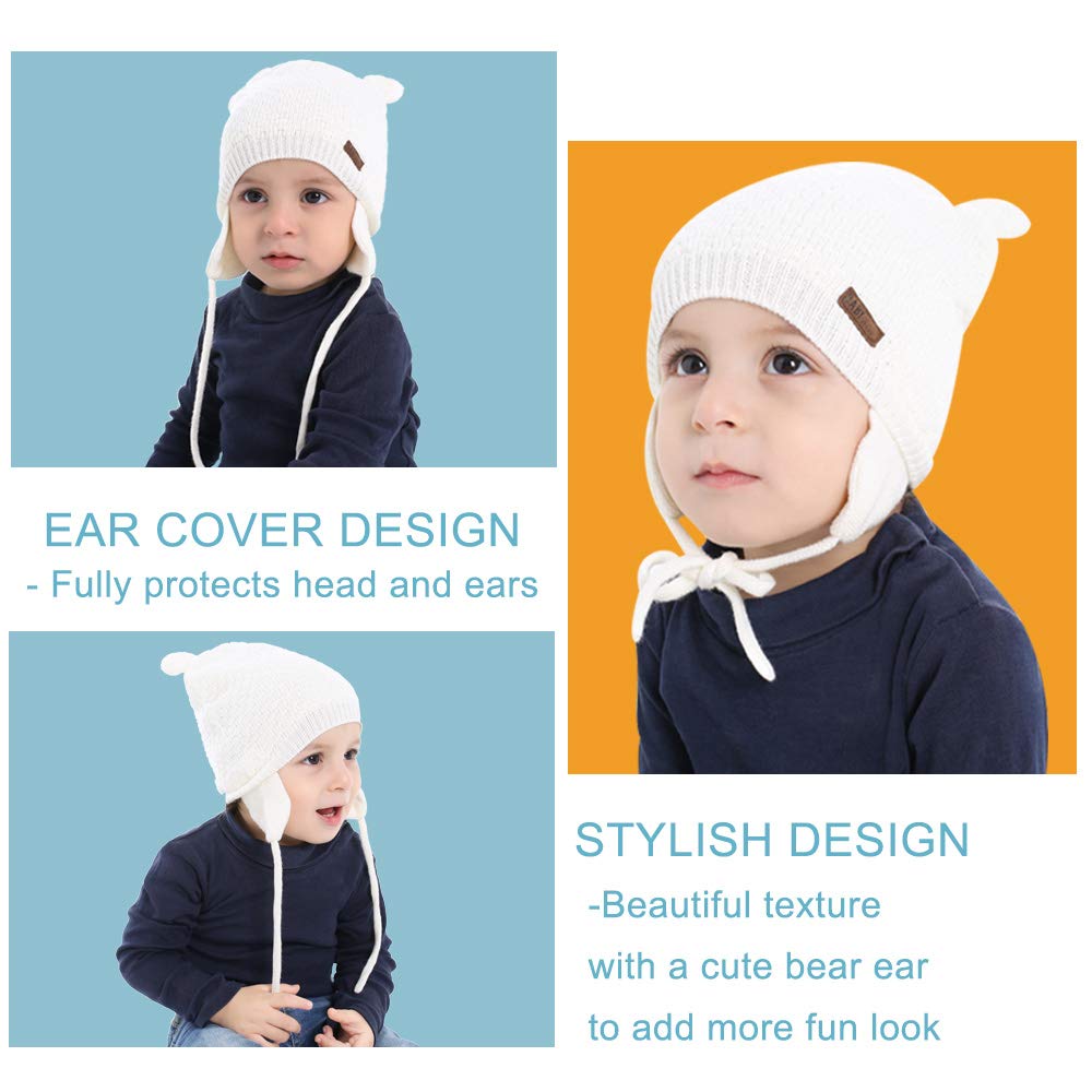 Xiaohawang Warm Baby Hat Cute Bear Toddler Earflap Beanie For Fall Winter (0-6 Months, A-Pink)