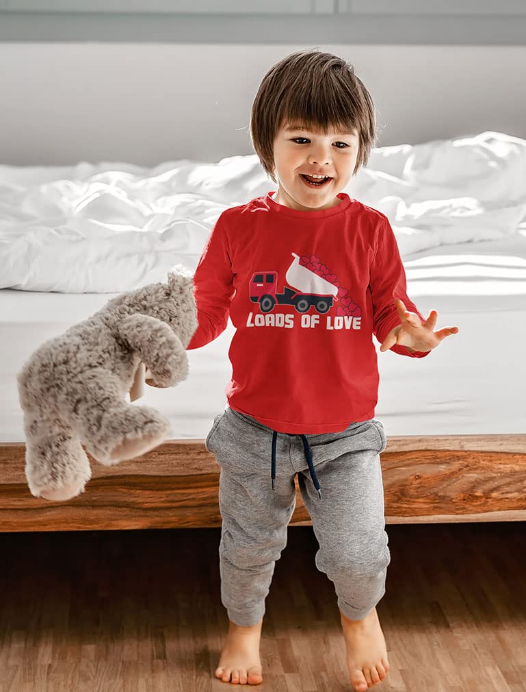Valentines Day Dump Truck Loads Of Love Toddler Kids Long Sleeve T-Shirt 2T Red