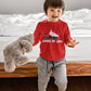 Valentines Day Dump Truck Loads Of Love Toddler Kids Long Sleeve T-Shirt 3T Red