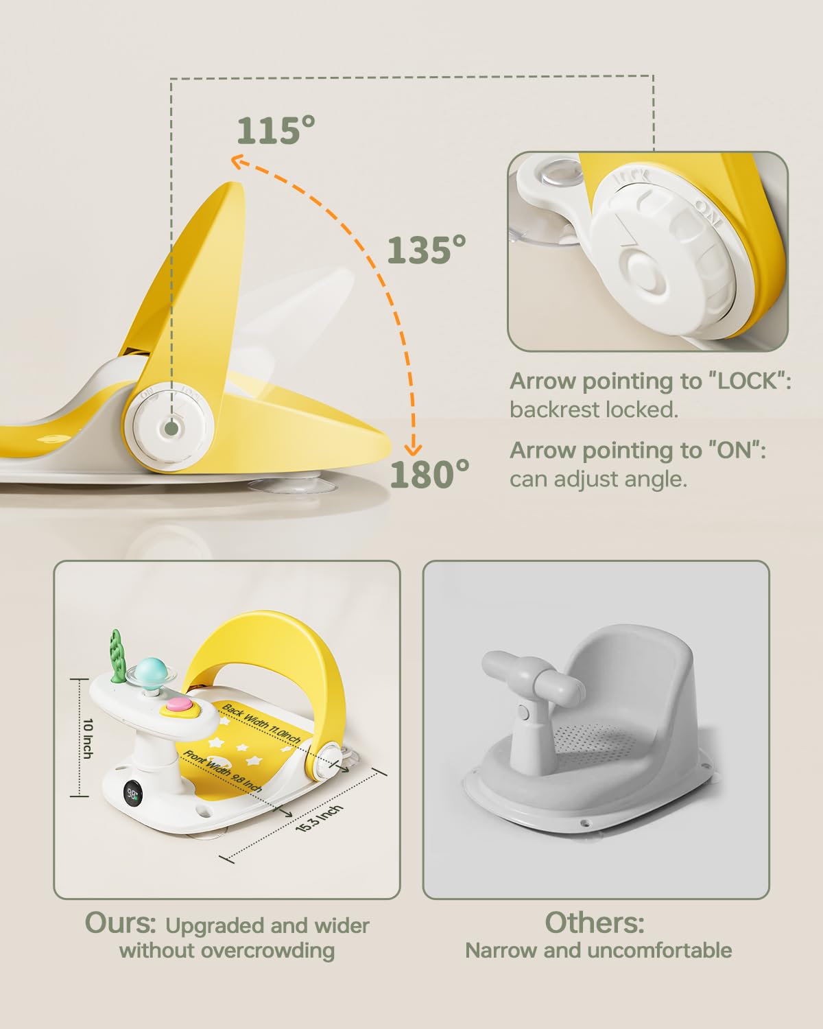 Babygreat Baby Bath Seat For Babies 6 Months & Up Bath Seats For Babies Sitting Up Non-Slip Infant Bathtub Chair With Suction Cu