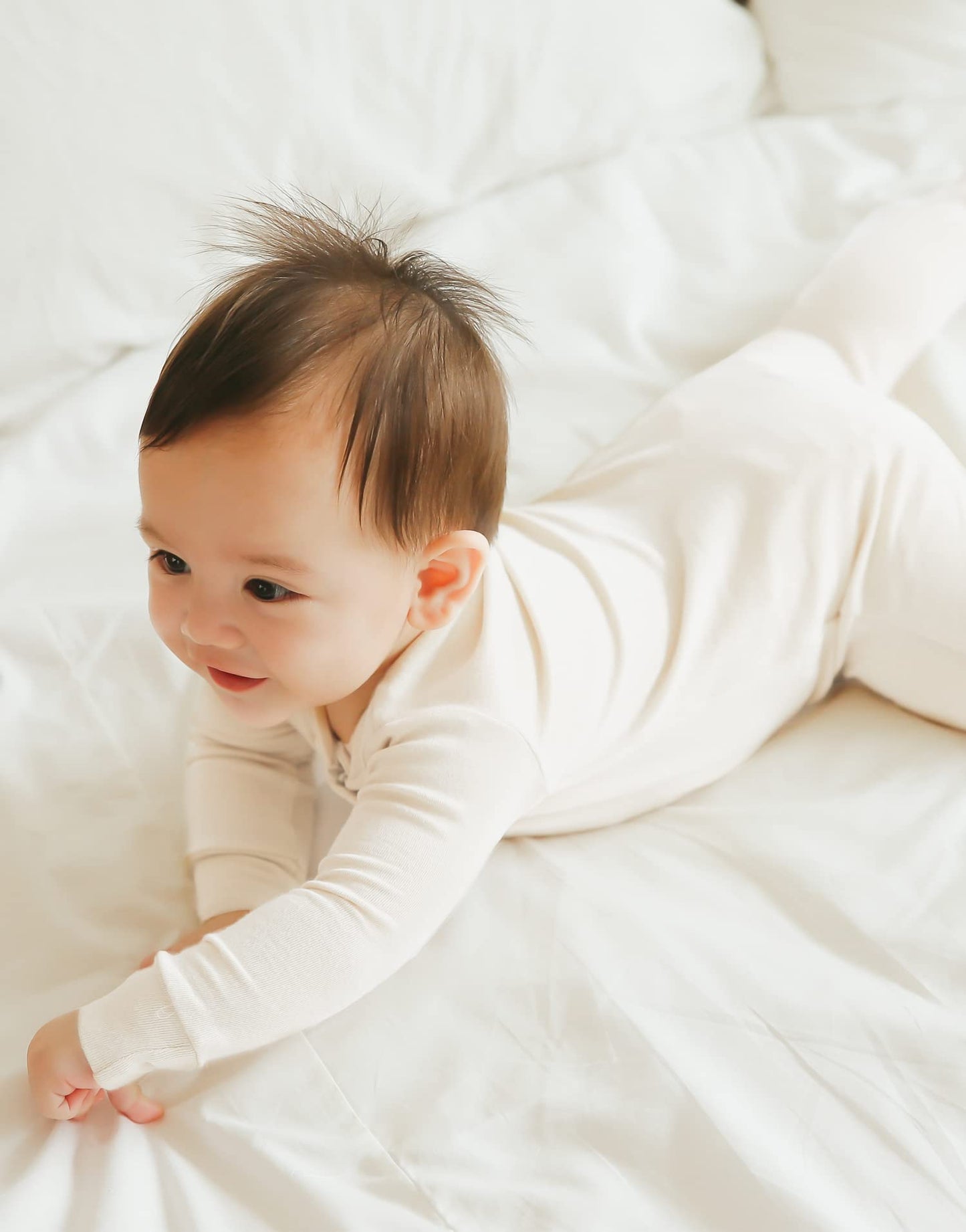 Vaenait Baby Toddler Boys Girls Solid Footie Pajama Cozy Modal Creamwhite 24M