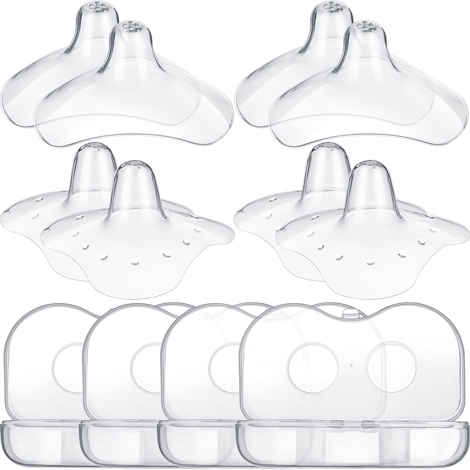 Nuanchu 8 Pcs Nipple Shields For Nursing Newborn Breastfeeding 20 Mm 15 Mm Nipple Shield Bulk Silicone Protector With Clear Carr