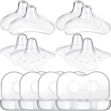 Nuanchu 8 Pcs Nipple Shields For Nursing Newborn Breastfeeding 20 Mm 15 Mm Nipple Shield Bulk Silicone Protector With Clear Carr