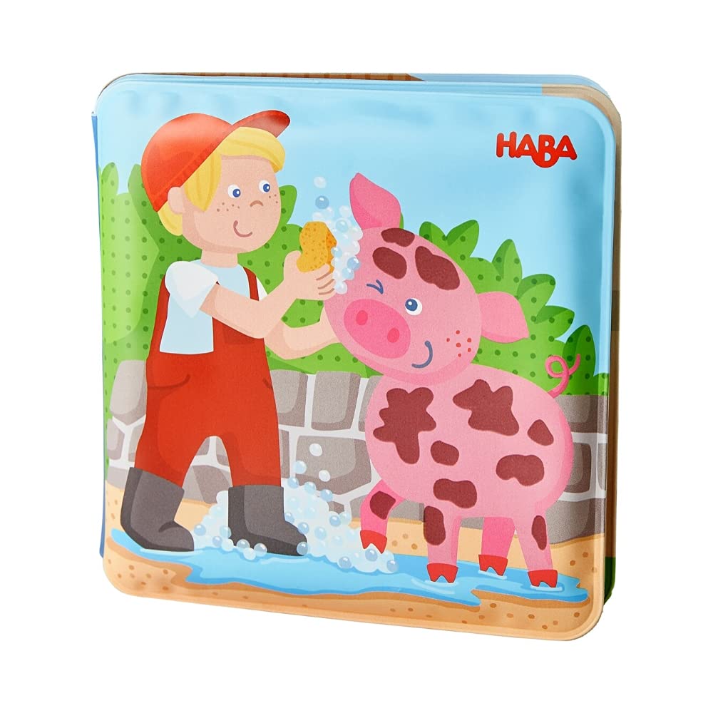 HABA Animal Wash Day - Magic Bath Book - Wipe with Warm Water and the Muddy Pages Come Clean