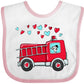 Inktastic Valentine Fire Truck With Cute Dalmatian And Hearts Baby Bib White And Pink 39A2A