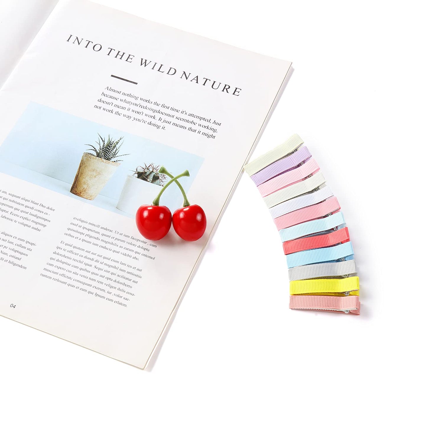 Cinaci 60 Pack/30 Pairs Solid 2 Inch Grosgrain Ribbon Fabric Covered Fully Lined Alligator Hair Clips Duckbill Small Cloth Wrapp