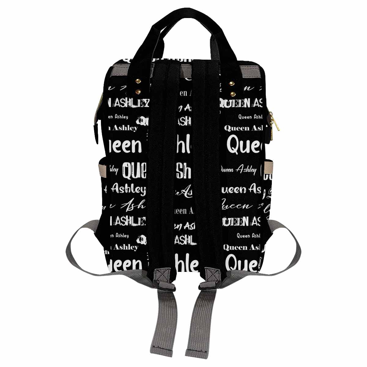 Artsadd Personalized Diaper Bag With Name, Customized Black Signature Nappy Backpack With Thermal Pockets Multi-Function Baby Ba