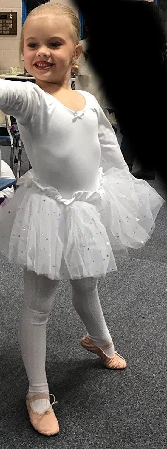 Dancina Leotard Sparkle Tutu Dress Long Sleeve Lovely Girls Princess 2T White