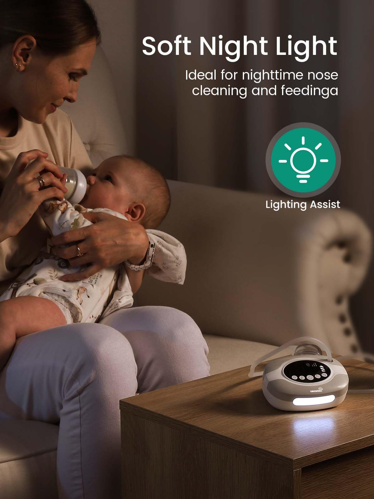Grownsy Electric Nose Suction For Baby, Hospital-Grade Nasal Aspirator With Night Light,Soothing Lullabies, Baby Nose Sucker Wit