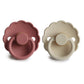 Frigg Daisy Natural Rubber Baby Pacifier | Made In Denmark | Bpa-Free (Powder Blush/Cream, 6-18 Months) 2-Pack