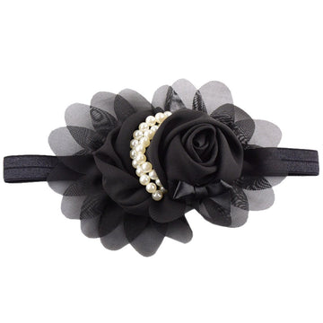 Lddcx Lovely Rhinestone Unusual Angel Girls Baby Pearl Flowers Hairband Headbands (Black)