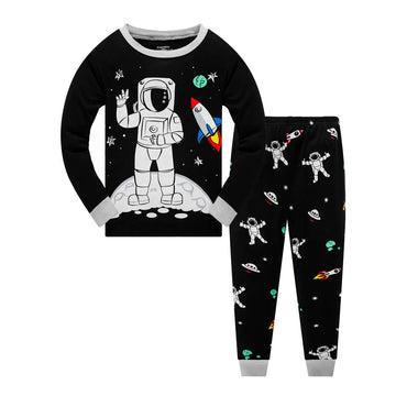 Little Boys Pajamas For Toddler Clothes Set Astronaut Sleepwear Long Sleeve 100% Cotton 2 Piece Kids Pjs Size 10T