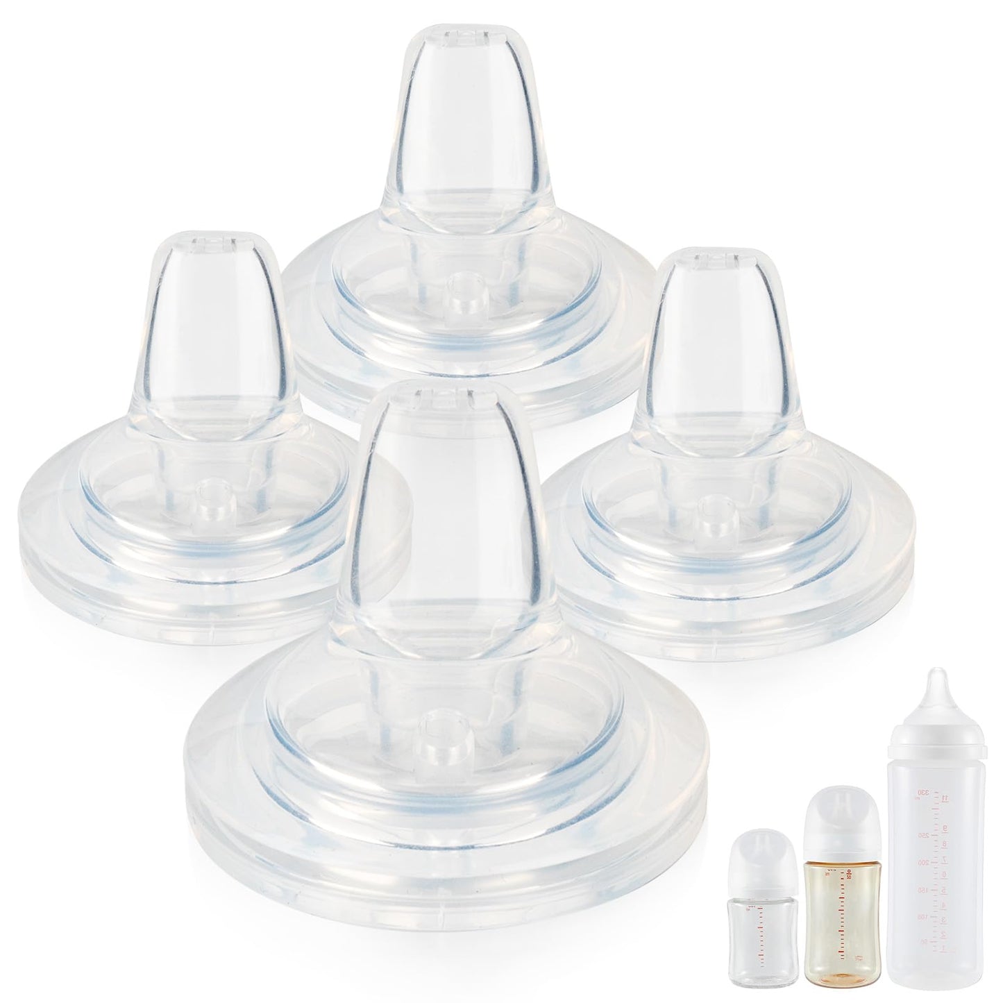 Sippy Spout Nipples for Pigeon PPSU&PP Nursing Baby Bottle and Glass Baby Bottles,Soft Silicone Sippy Cup Nipples,Leak-Proof,Var