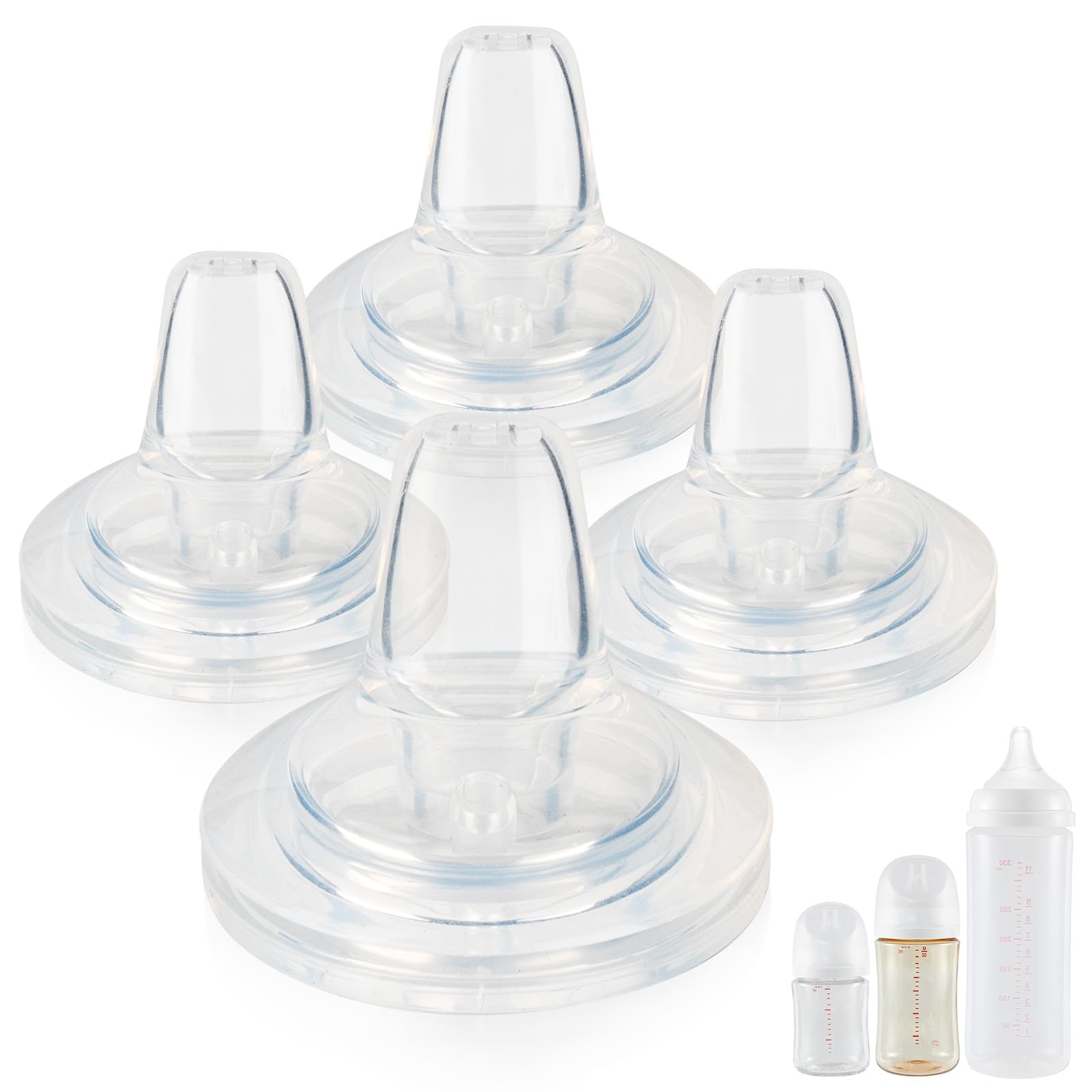 Sippy Spout Nipples for Pigeon PPSU&PP Nursing Baby Bottle and Glass Baby Bottles,Soft Silicone Sippy Cup Nipples,Leak-Proof,Var