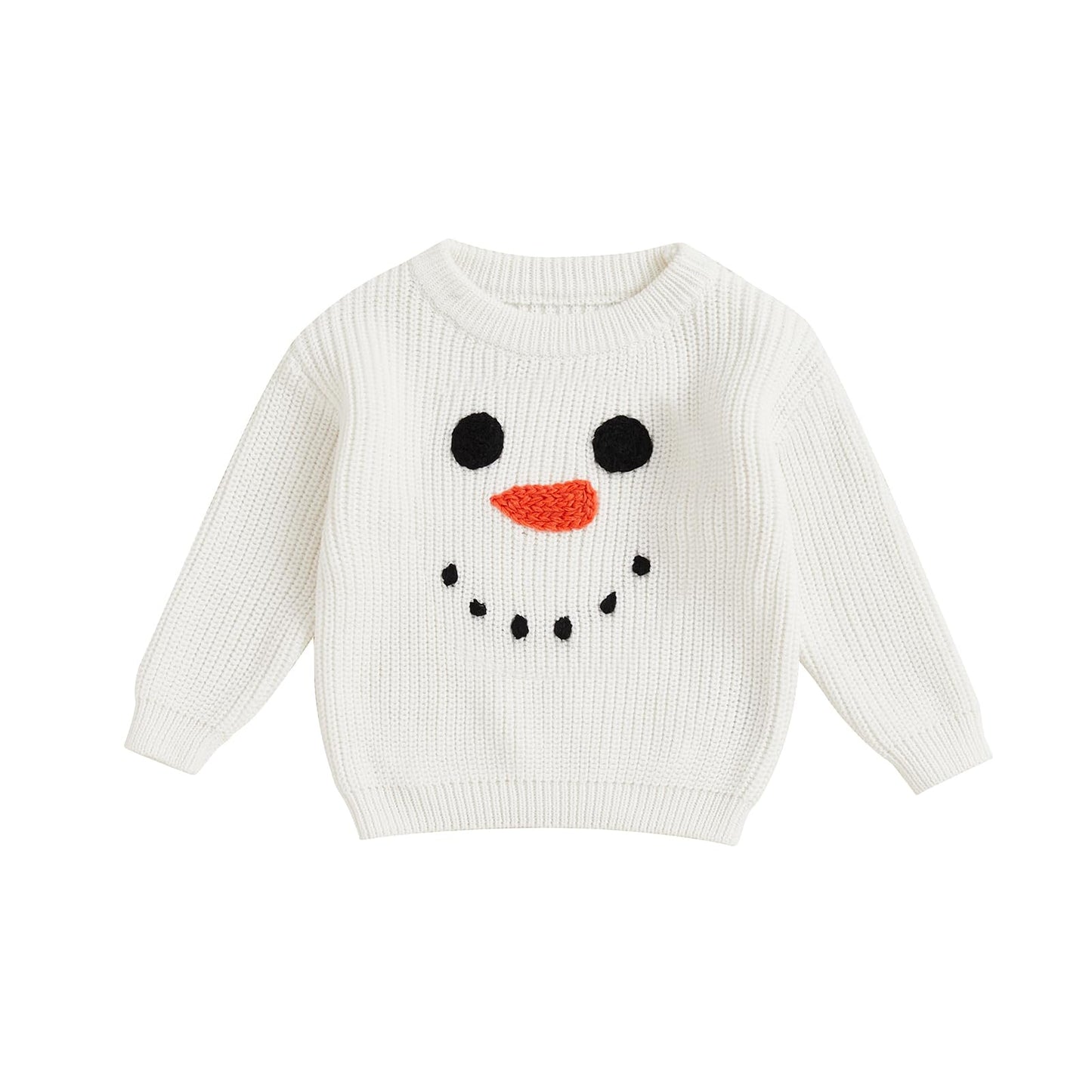 Afunbaby Baby Girl Boy Knit Sweater Blouse Pullover Sweatshirt Warm Crewneck Long Sleeve Tops For Infant Toddler (White Christma