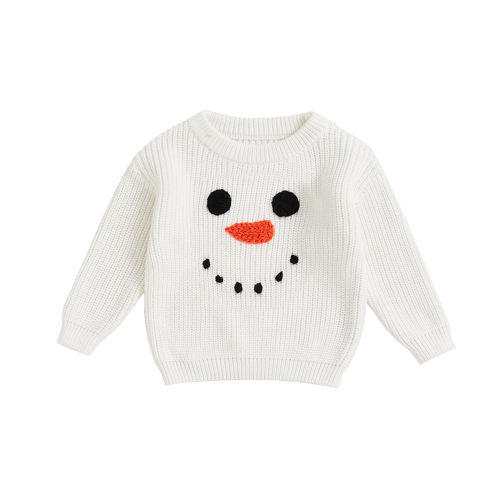 Afunbaby Baby Girl Boy Knit Sweater Blouse Pullover Sweatshirt Warm Crewneck Long Sleeve Tops For Infant Toddler (White Christma