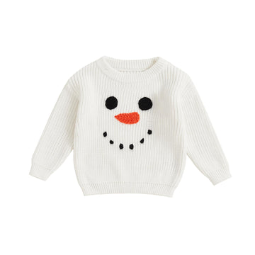 Afunbaby Baby Girl Boy Knit Sweater Blouse Pullover Sweatshirt Warm Crewneck Long Sleeve Tops For Infant Toddler (White Christma