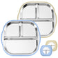 Stainless Steel Kids Plates With Suction, 9.4 'X 9    Divided Baby Toddler Plates With Removable Silicone Sleeves, Non-Slip Tod