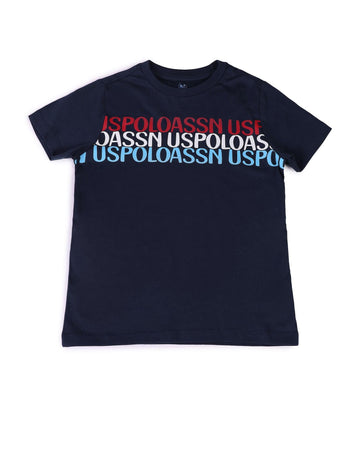 U.S. Polo Assn. Kids Regular Fit Cotton Logo Short Sleeves Crew Neck TShirts (Uktshon0367_Blue_12M)
