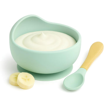 NOWFLY Baby Feeding Bowl & Spoon Set | Silicone Suction Bowl for Baby Food | BPAFree Baby Bowl and Spoon Set | (Nevy Blue)