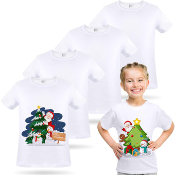 5 Pieces Toddler White Blank Sublimation T-Shirt Modal Crew Neck Short Sleeve T-Shirt for Kids Baby Children Tye Dying (4T)