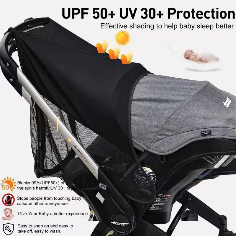 Stroller Sun Shade, Extension Compatible With Doona Infant Car Seat Stroller, 360 Sun Shade Baby Car Seat Attachment For Sun Cov