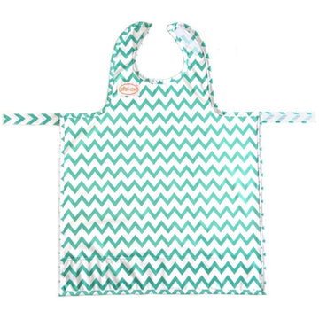 Bib-On, Full-Coverage Bib And Apron Combination For Infant, Baby, Toddler Ages 0-4. (Teal Chevron)