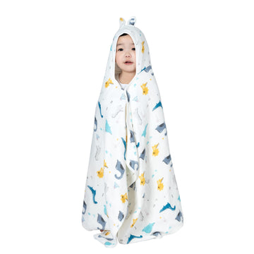 Hooded Towel Muslin Hooded Towel Made From Organic Cotton 6-Layer Cotton Bath Towel, Soft Bath Towels 27.5X55 Inches For Toddler
