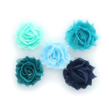 My Lello 1.75 Small Shabby Flower Baby Hair Clippie Variety 5-Pack - Aqua/Turquoise/Light Blue/Teal/Navy