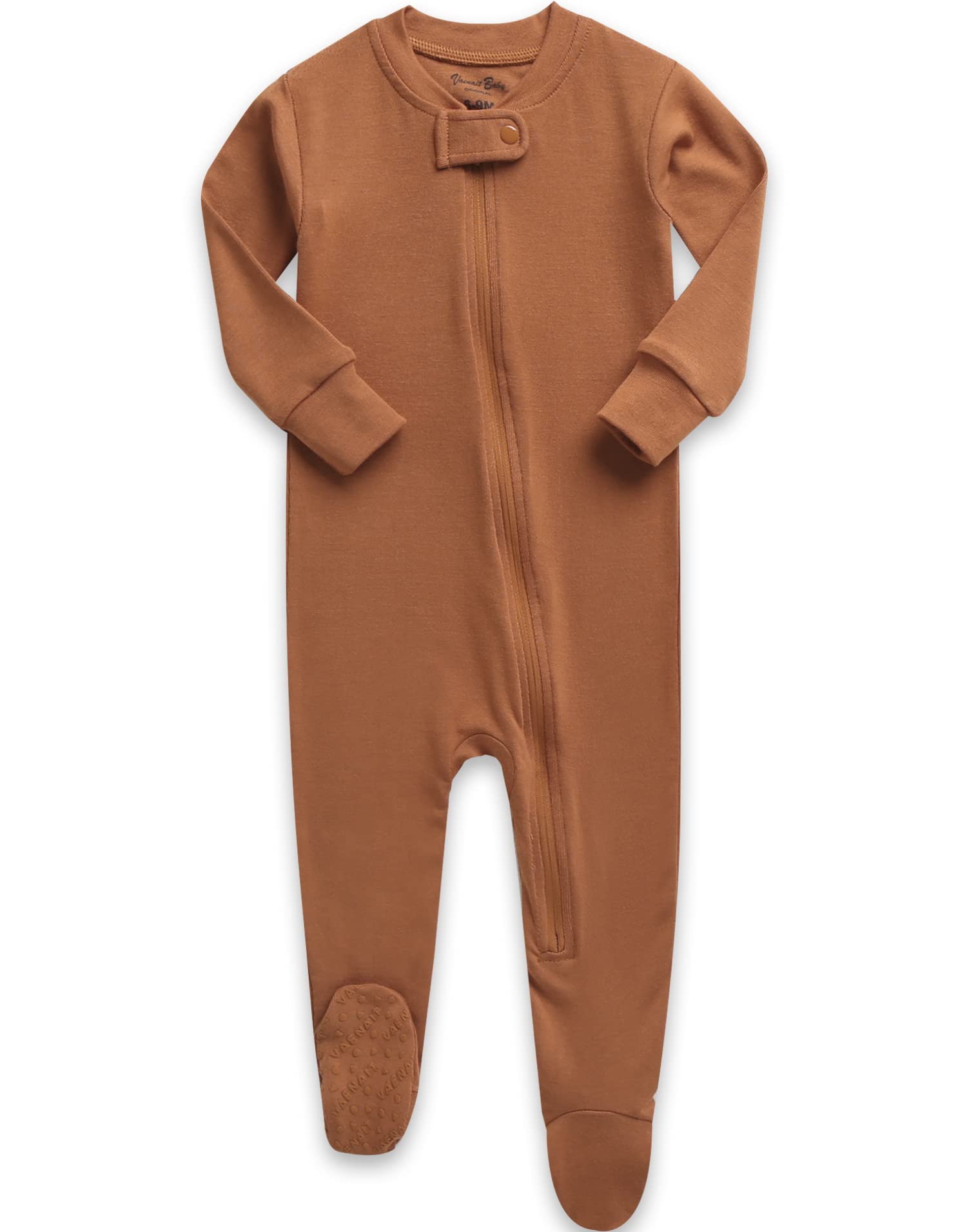Vaenait Baby Toddler Boys Girls Solid Footie Pajama Cozy Modal Brown 12M