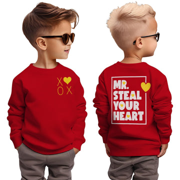 Gliglittr Toddler Baby Boy Valentines Day Sweatshirt Mr Steal Your Heart Long Sleeve Shirt Xoxo Crewneck Pullover Top Outfit (Re
