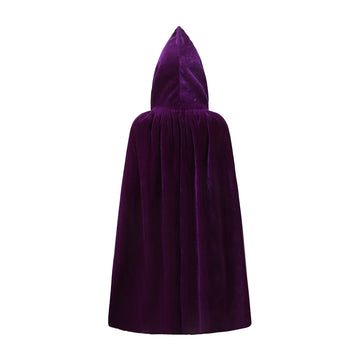 Knelor Kids Hooded Velvet Cloak Robe Halloween Cosutme Cape Fancy Cosplay Costumes 3 To 16 Years (L/Age 8-16, Purple)