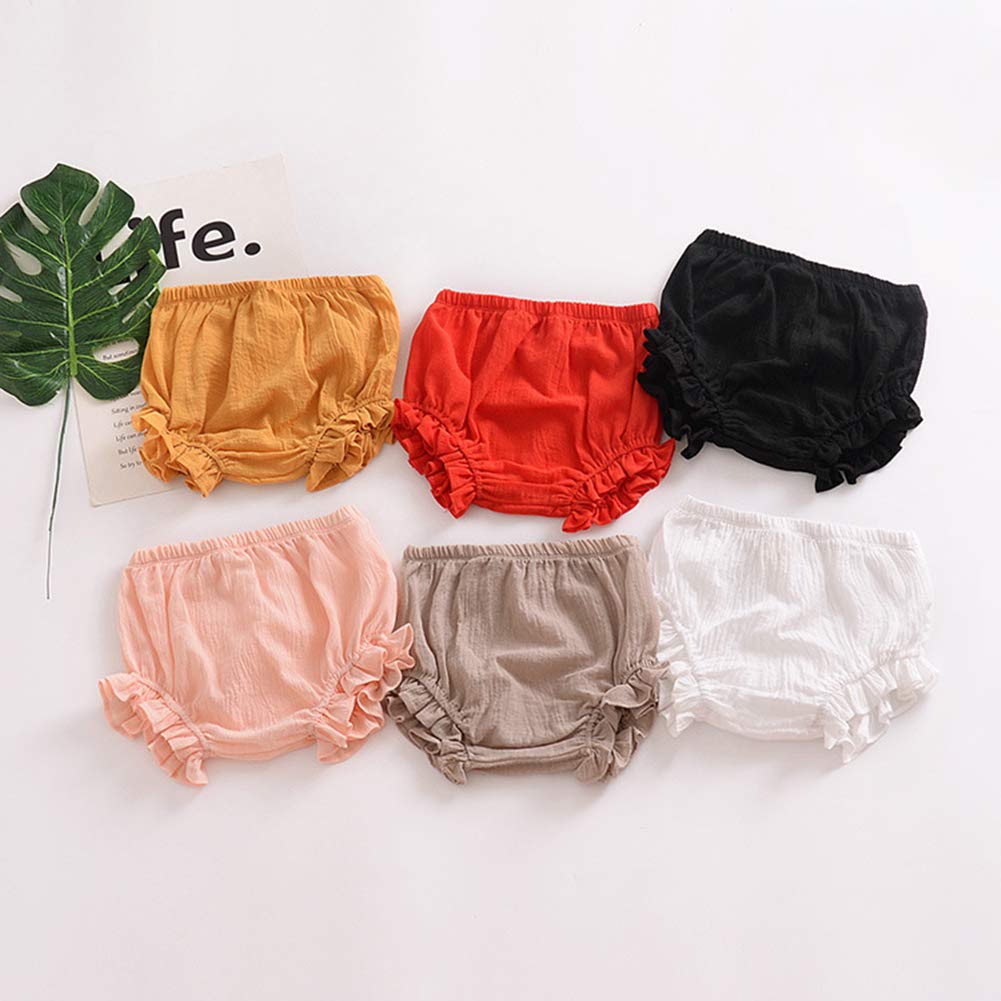 Ayiyo 2T Bloomers Newborn Toddler Kids Cotton Linen Shorts Diaper Cover(Khaki,80)
