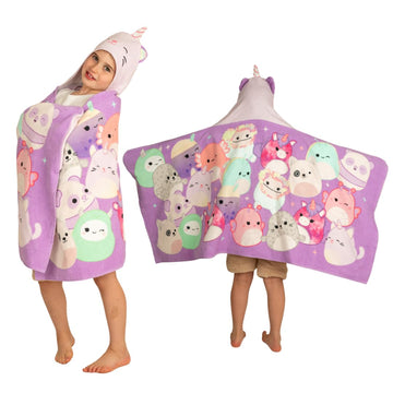 Franco Squishmallows Kids Super Soft Bath/Pool/Beach Soft Cotton Terry Hooded Towel Wrap, 24 In X 50 In, (Officially Licensed Pr