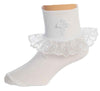 Tiptop Girls White Baptism First Communion Or Christening Socks With Cross Size 6-12 Months