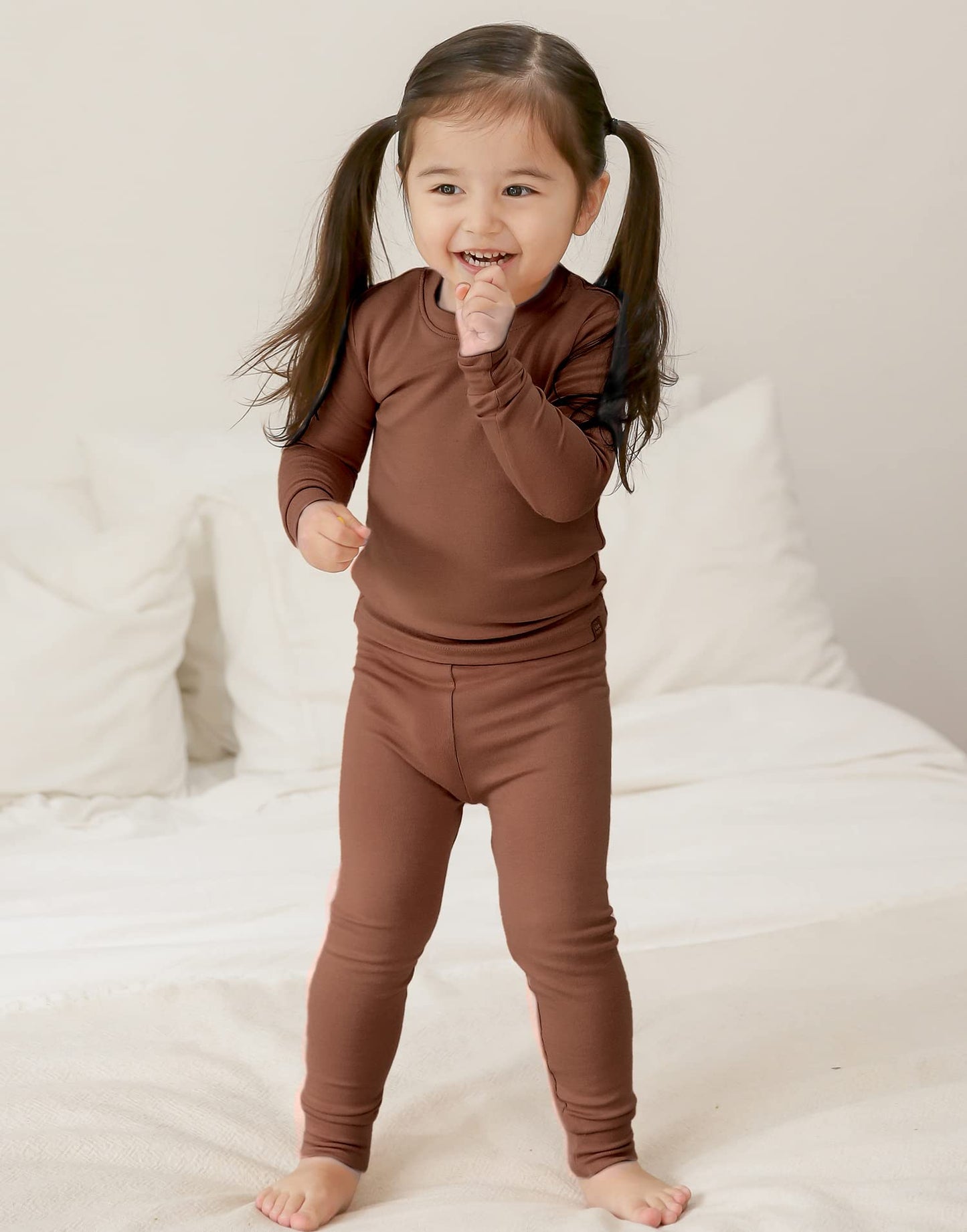 Vaenait Kids Toddler Long Sleeve Sleepwear Pajamas 2Pcs Set Modal Brown 2Xl